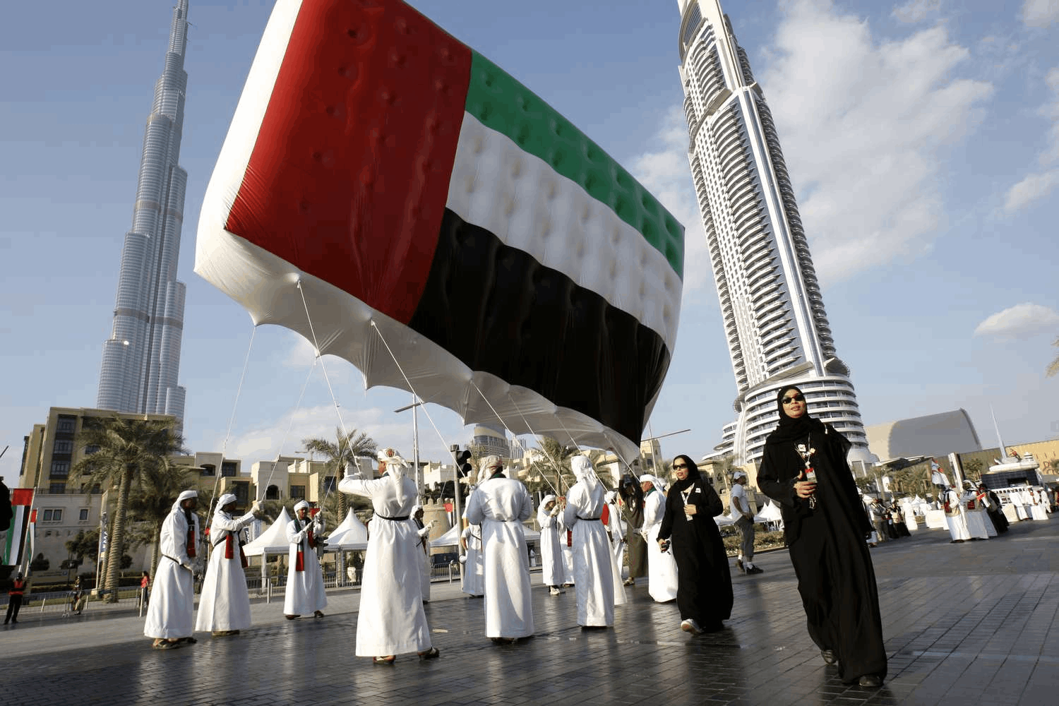 UAE flag at a community gathering